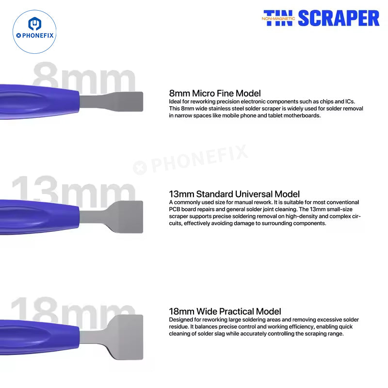 MECHANIC TS3 Non-Magnetic Solder Scraper Set for PCB BGA Repair