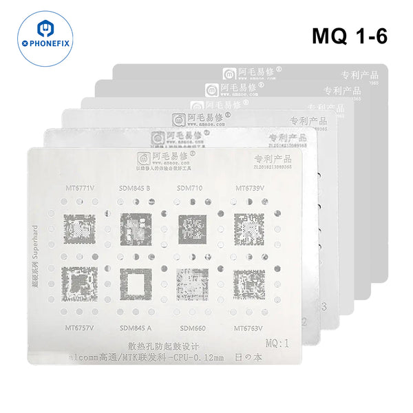 Amaoe BGA Reballing Stencil Qualcomm MTK CPU MQ:1-MQ:6