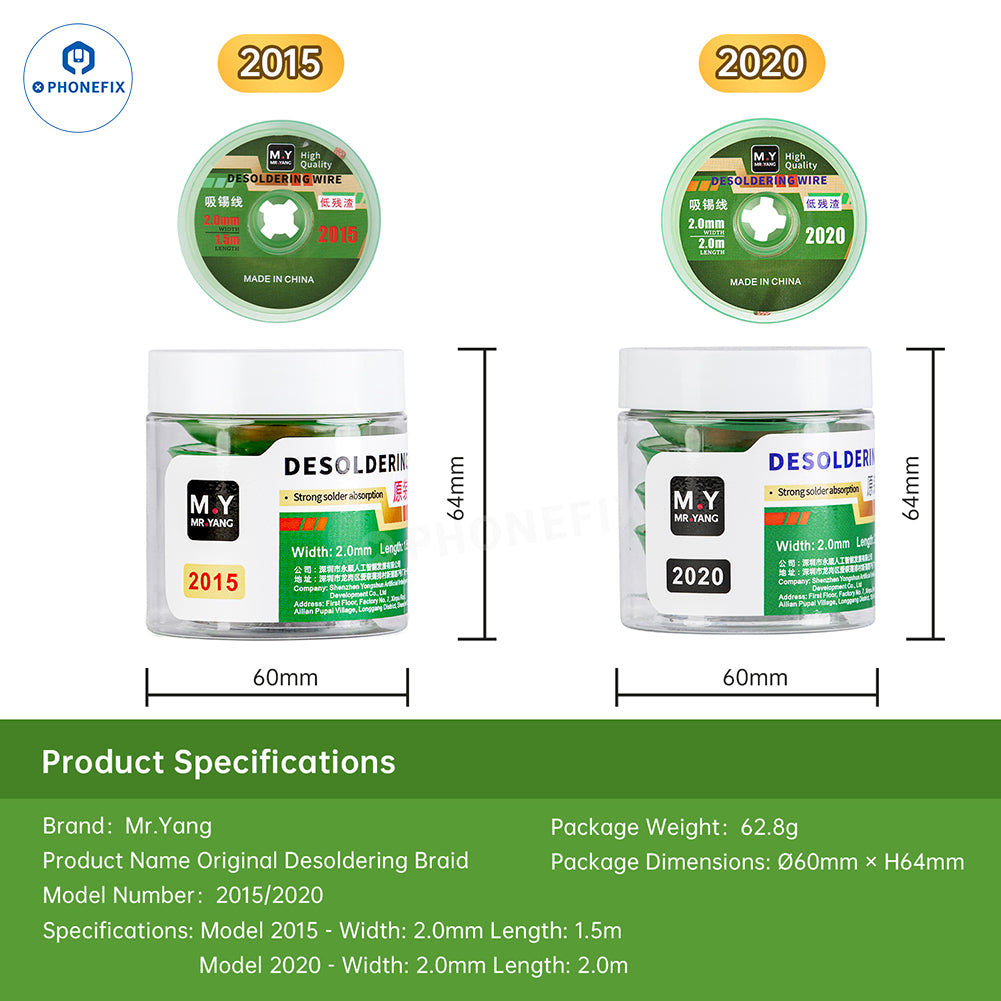 YCS Desoldering Wick 2015 2023 3520 BGA Tin Suction Solder Wire