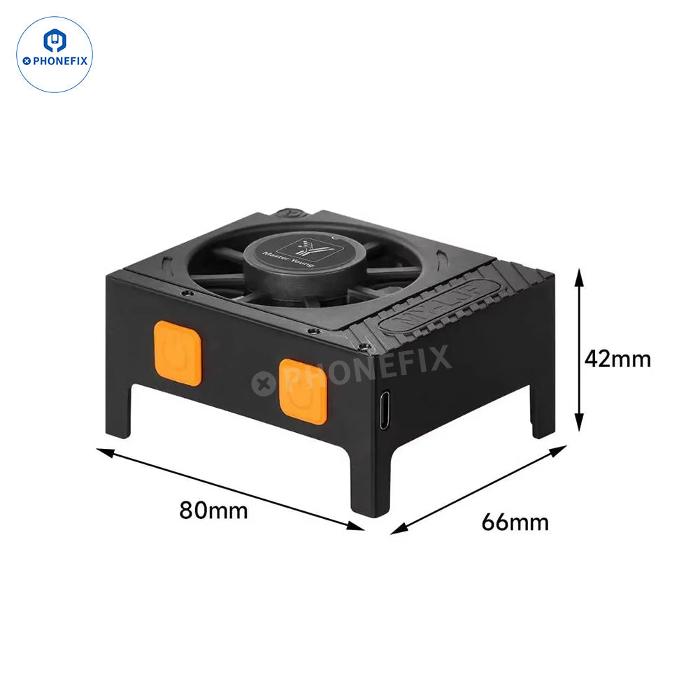 M.Y LJF UV curing cooling fan smoke exhaust for phone repair, PHONEFIX brand, compact smoke fume extractor with fan and filter.