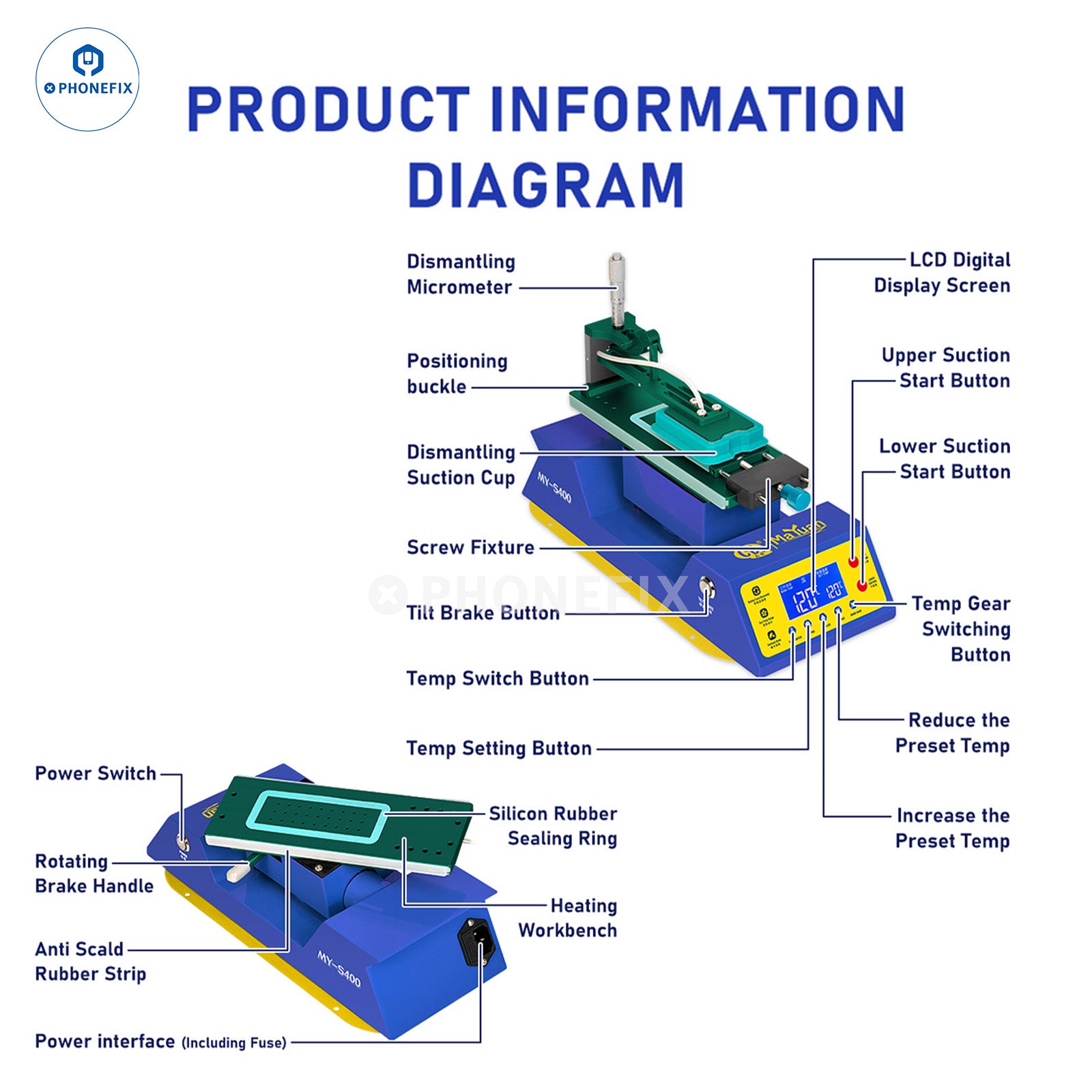 MY-S400 Vacuum Heating Separator for Phone Screen Refurbishment