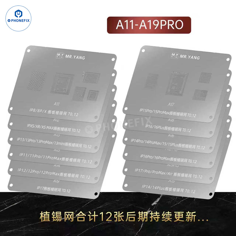 MR.YANG A11-A19Pro CPU Reballing Stencil Kit for iPhone 8-17 Series Motherboard Repair - CHINA PHONEFIX SHOP Team