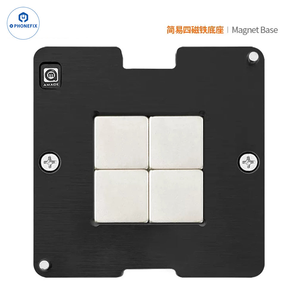 PHONEFIX BGA reballing platform with magnetic base, includes two non-magnetic squeegee blades, for GDDR7, GDDR6, and GDDR5 chips.
