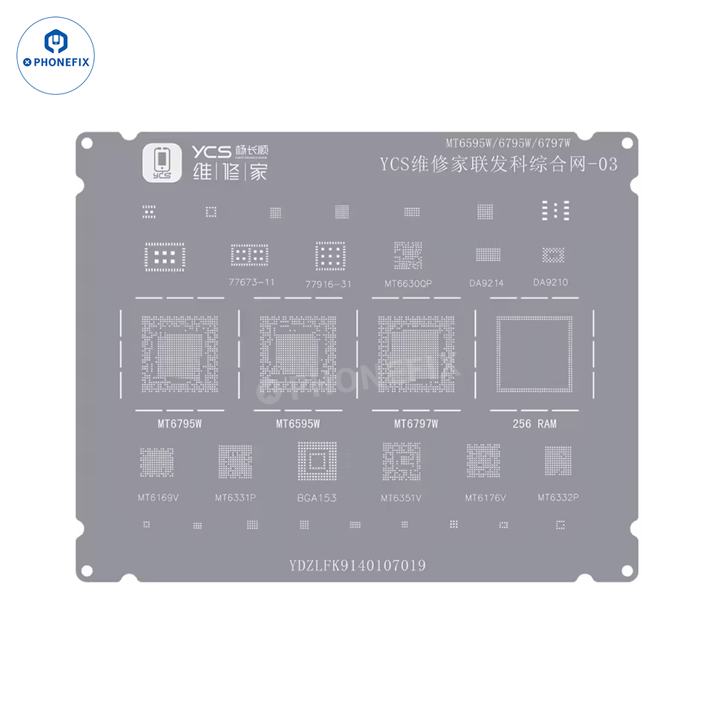 YCS Mobile BGA Reballing Stencils for iPhone Android Phones CPU Chip