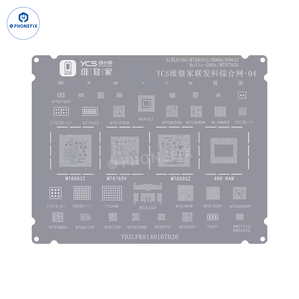 YCS Mobile BGA Reballing Stencils for iPhone Android Phones CPU Chip