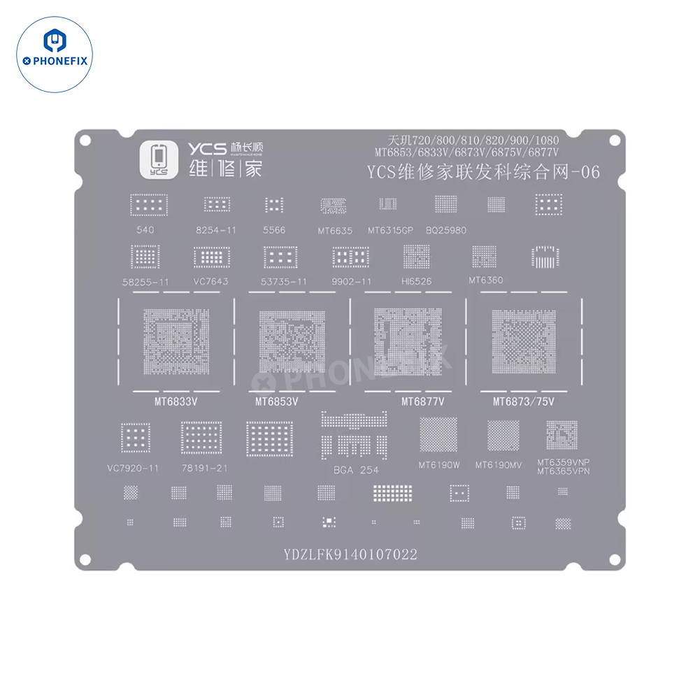 YCS Mobile BGA Reballing Stencils for iPhone Android Phones CPU Chip