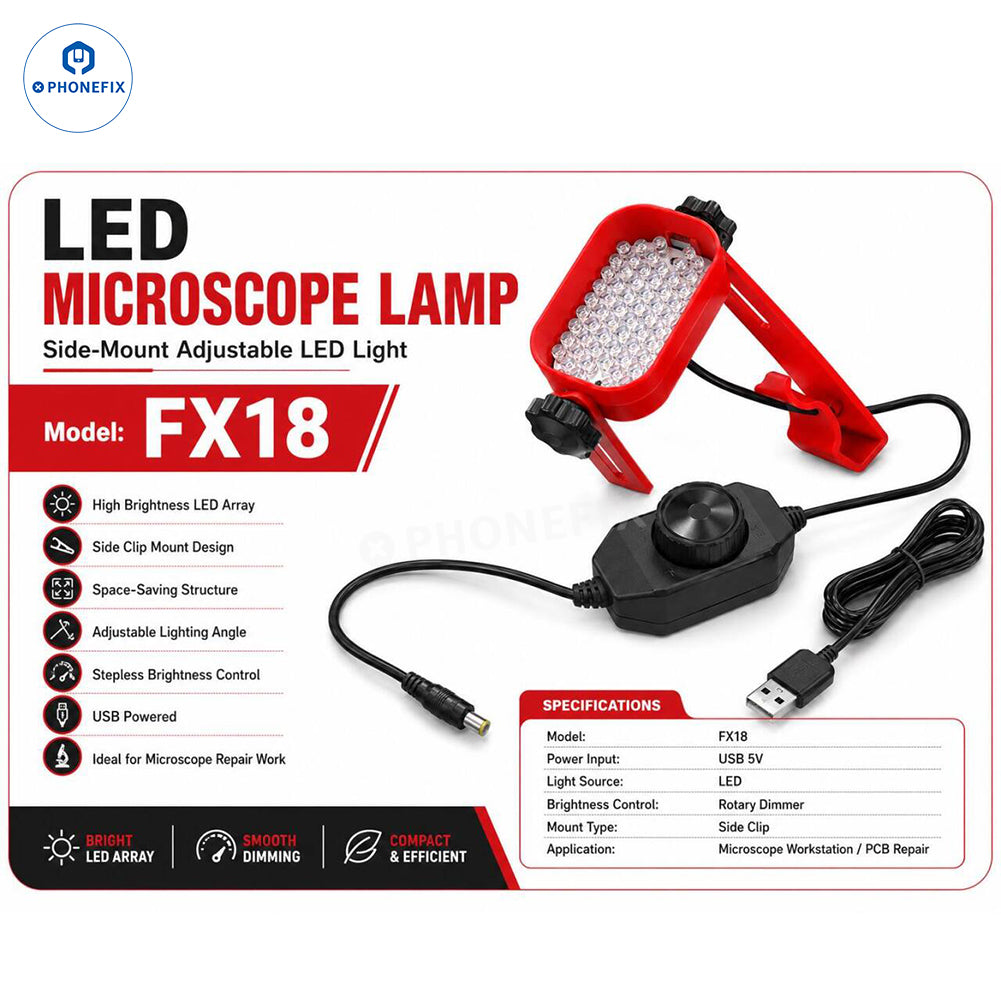 Adjustable Side-Mount LED Microscope Lamp for PCB Repair