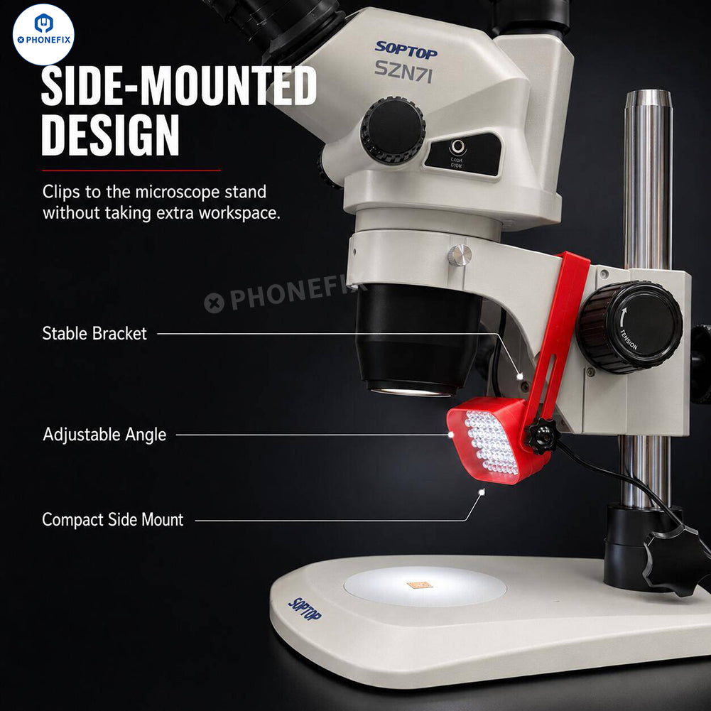 Adjustable Side-Mount LED Microscope Lamp for PCB Repair
