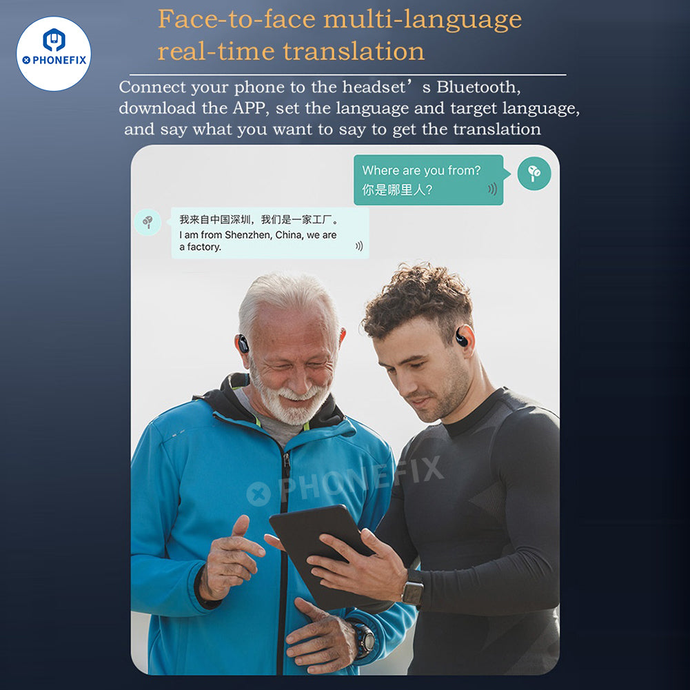 Smart Bluetooth Translation Earbuds AI Language Translator Headsets