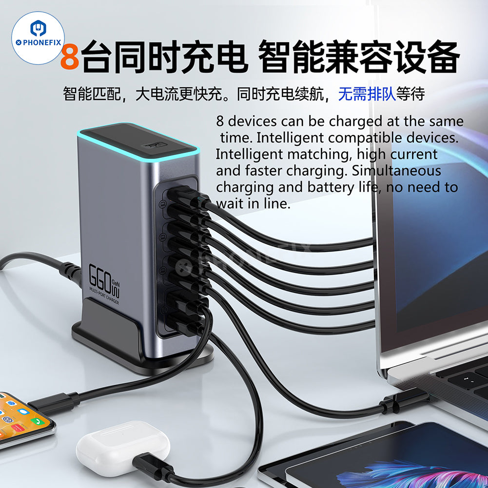 WLX-F8L 660W GaN 8-Port Fast Charger PD/QC3.0 Charging Station