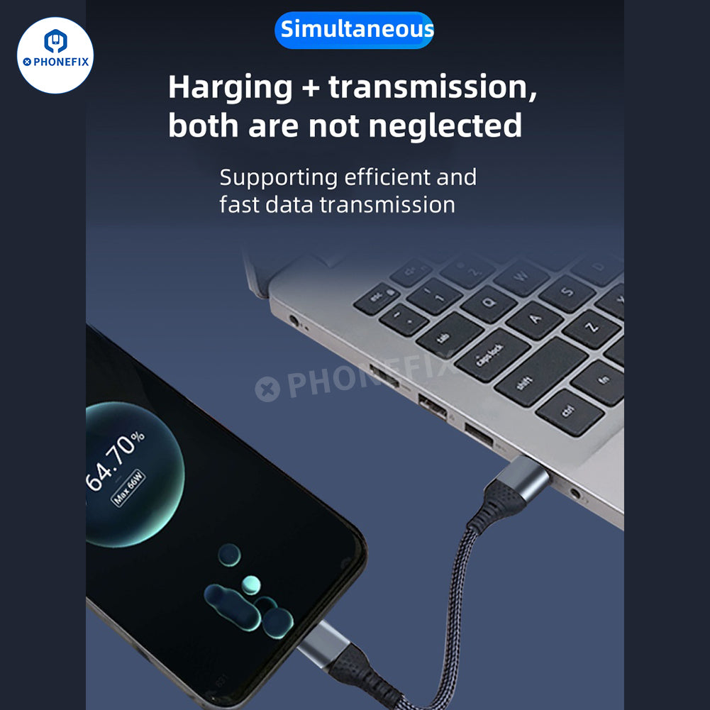 Braided Short Fast Charging Cable for iPhone Android Type-C