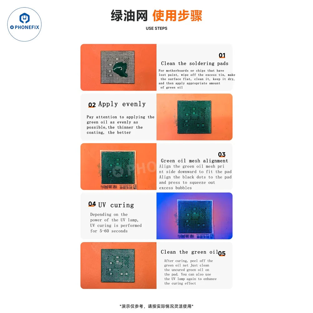 AMAOE Green Oil Network Film for iphone A10-A17 CPU BGA Reballing