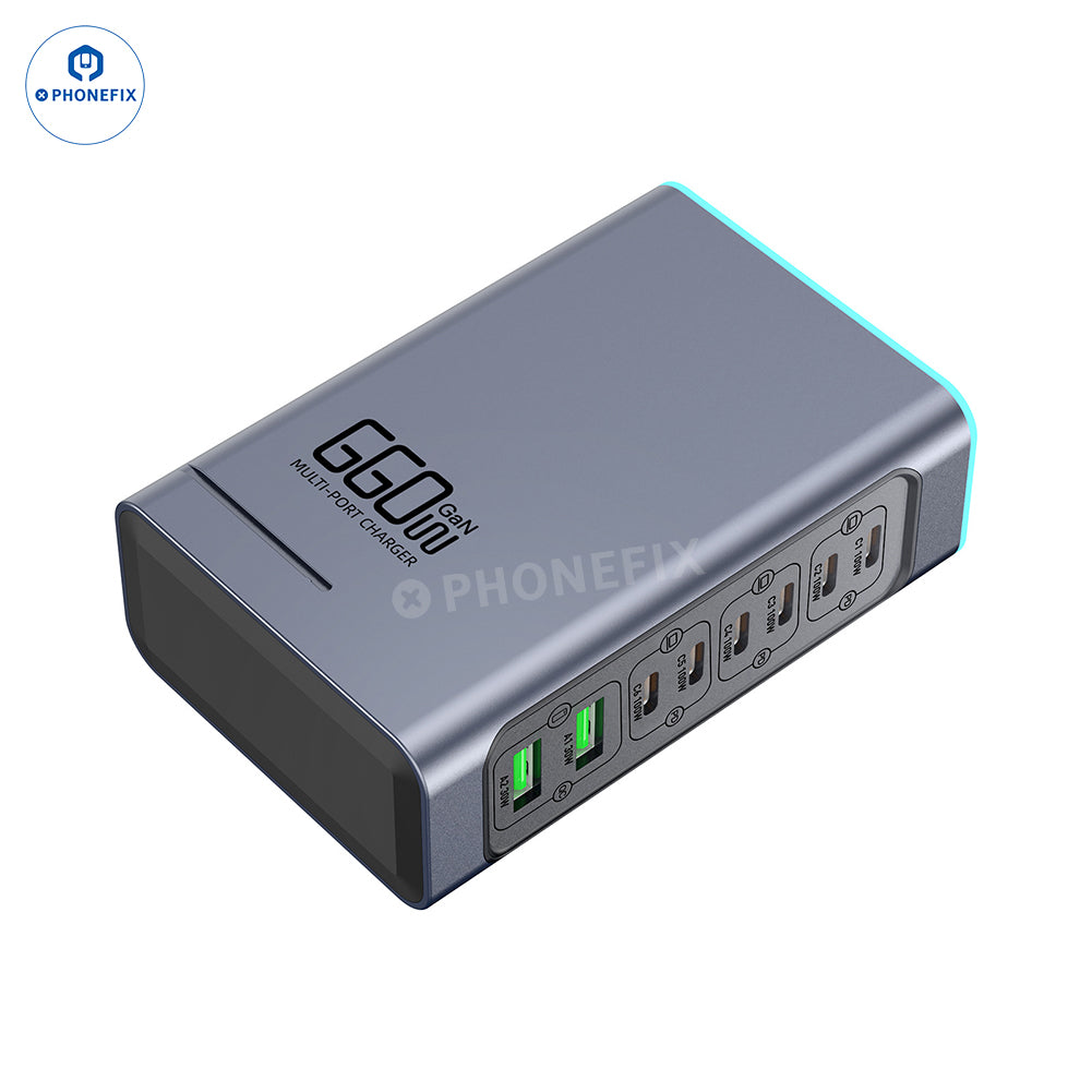WLX-F8L 660W GaN 8-Port Fast Charger PD/QC3.0 Charging Station