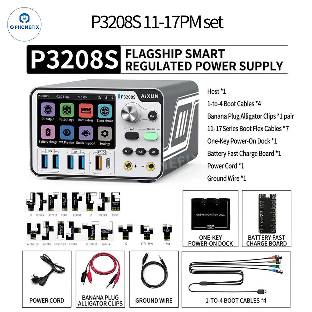 AIXUN P3208S 32V 15A Power Supply for iPhone 7-17 Pro Max Repair