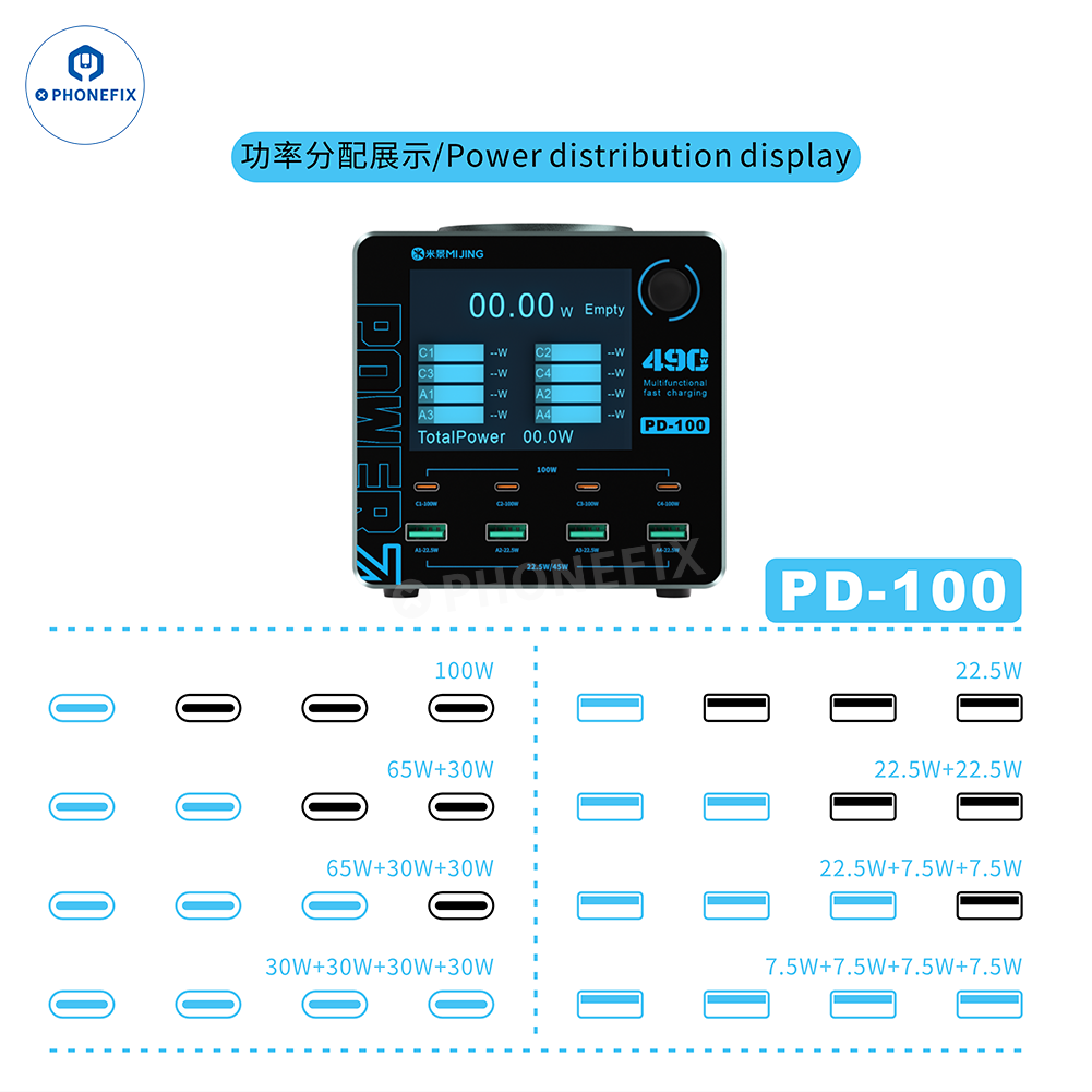 MIJING PD100 WLX-M9A Desktop Fast Charger with Wireless Charging
