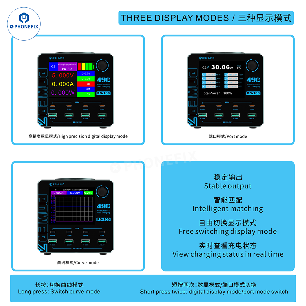 MIJING PD100 WLX-M9A Desktop Fast Charger with Wireless Charging