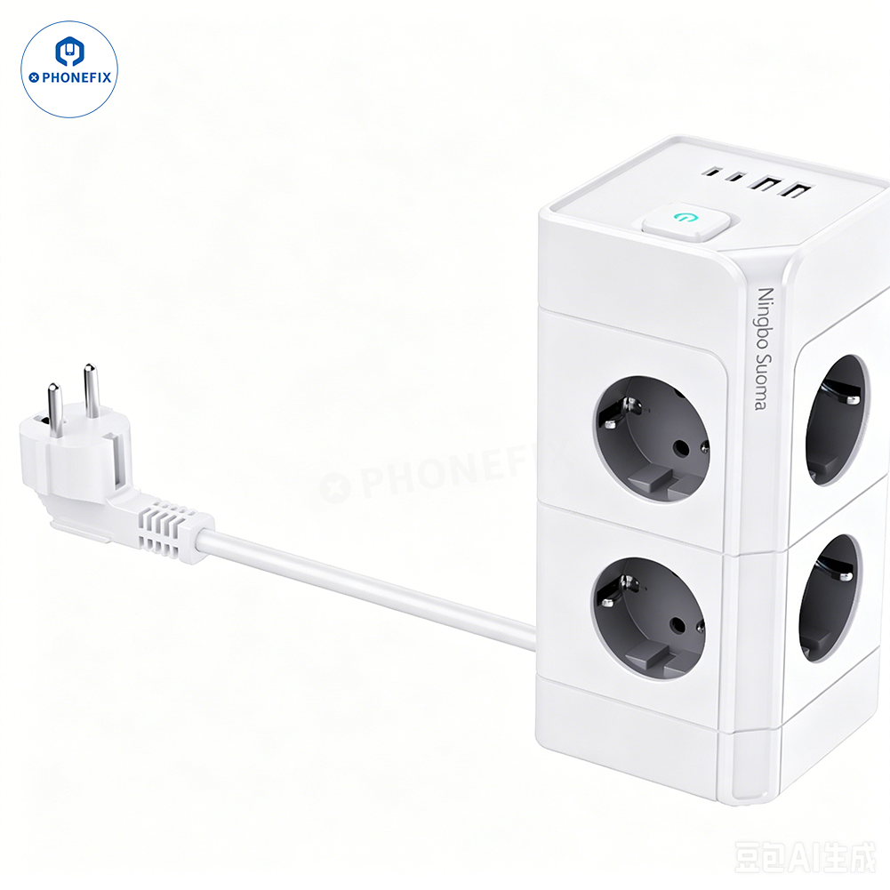 Multi-Device EU Tower Power Strip with USB Type-C PD Charging Ports