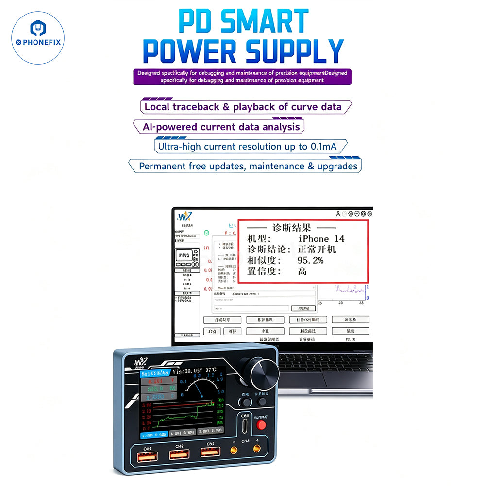 PTV1 PD Smart Power Supply with AI Current Analysis for Phone Repair