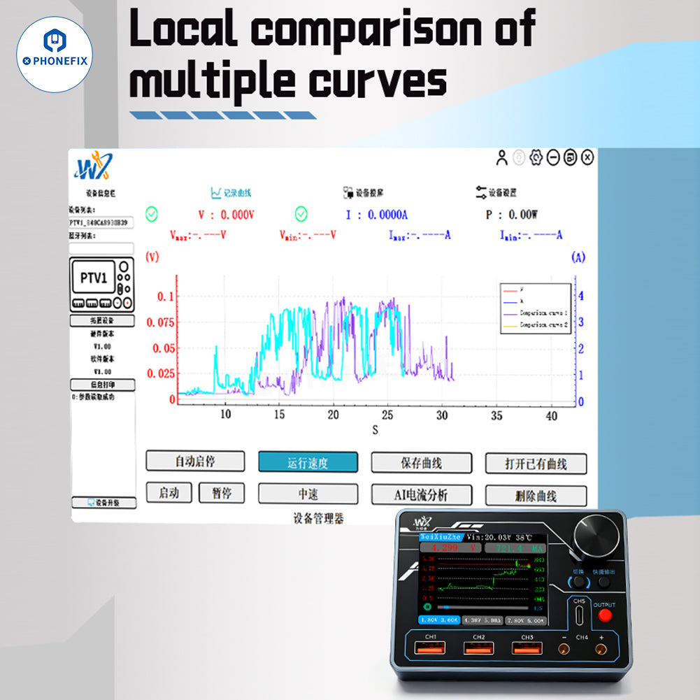 PTV1 PD Smart Power Supply with AI Current Analysis for Phone Repair