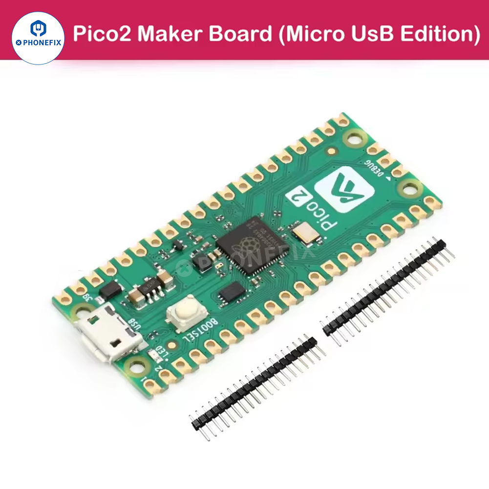 Raspberry Pi Pico 2 micro USB edition dual-core development board, used for electronics repair and project development.