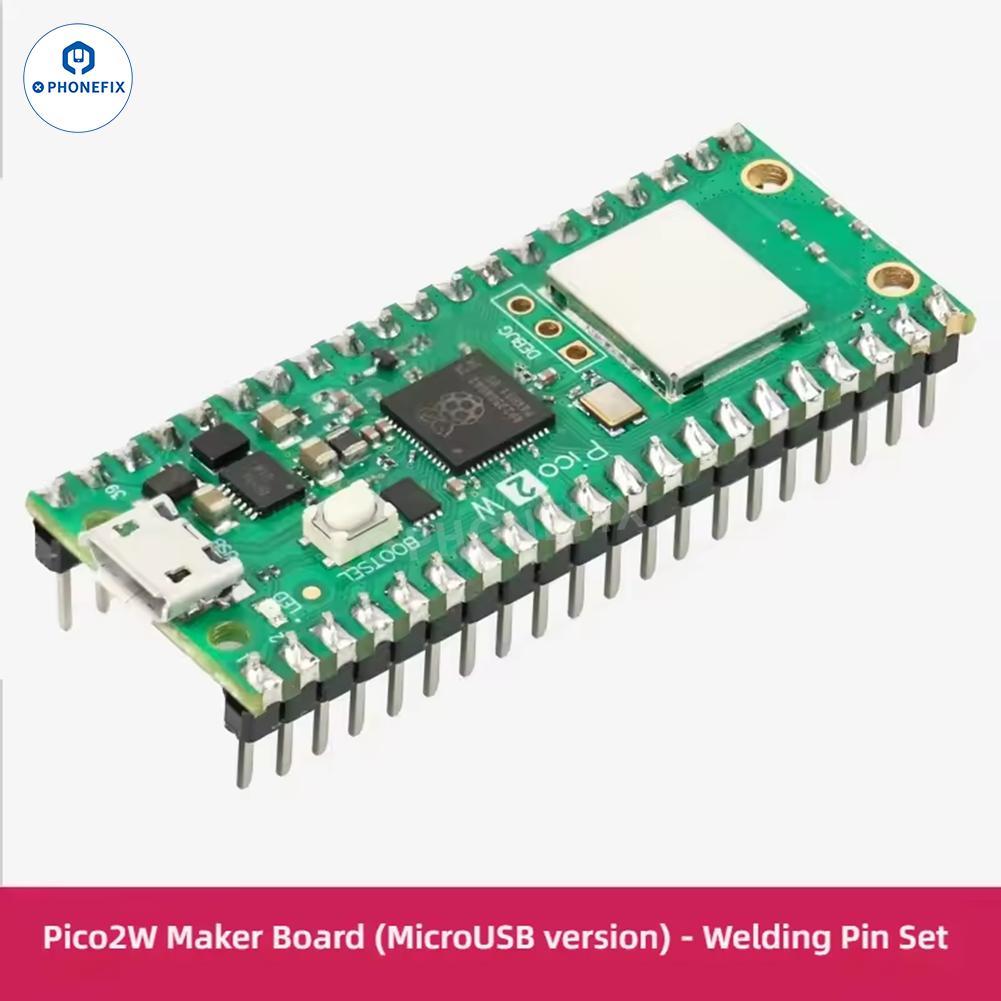 Raspberry Pi Pico 2 2W RP2350 dual-core mini development board with repair assist tools, featuring a Micro USB and welding pin set.