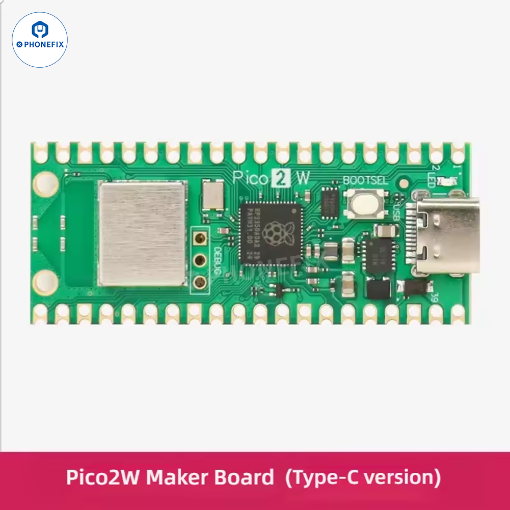 Raspberry Pi Pico 2 2W RP2350 dual-core mini development board with Type-C port, designed for repair assist tools by PHONEFIX.