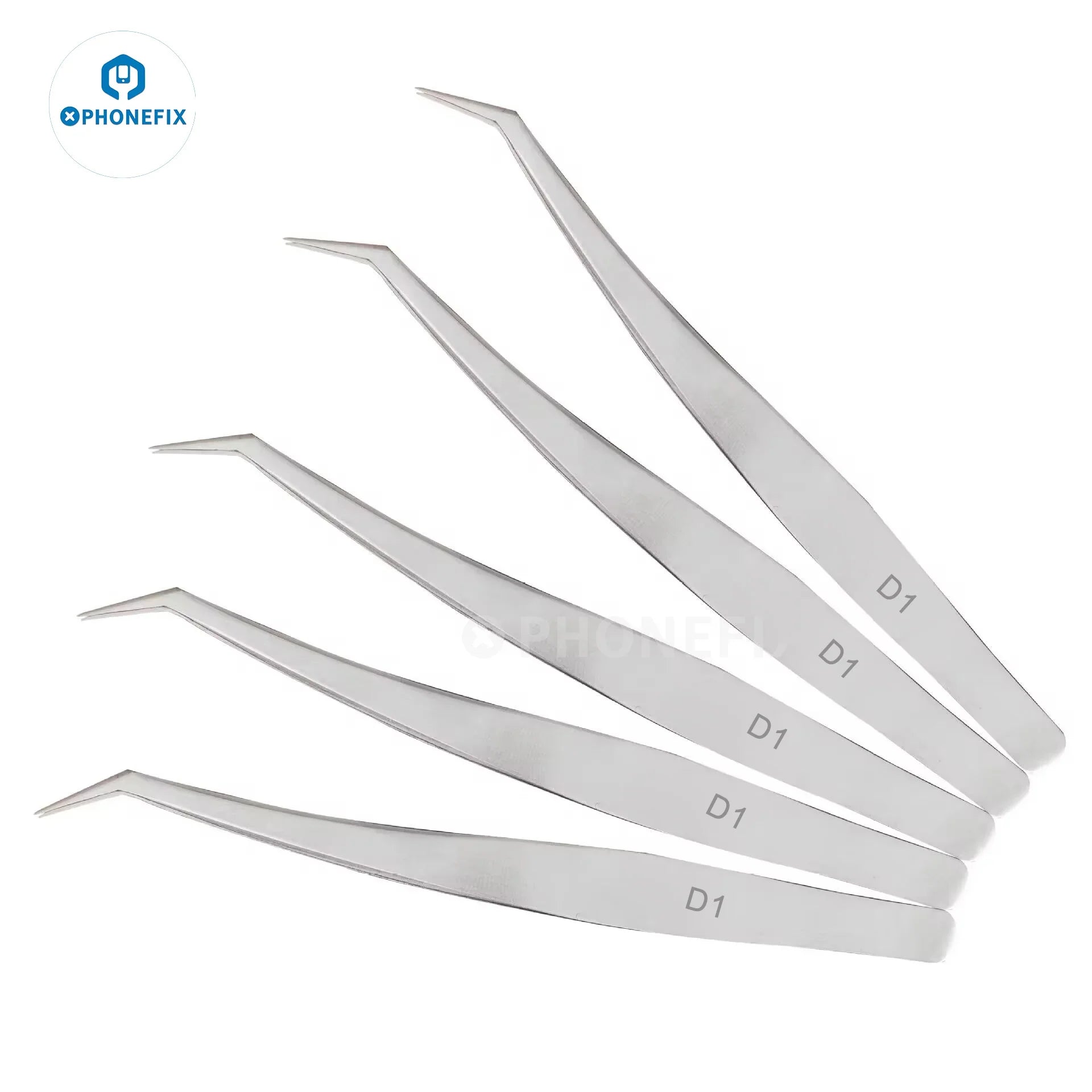 Precision Industrial Tweezers Curved Straight Tip Forceps Repair Tool