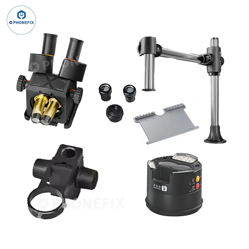 QianLi 6.5X-58X Gorilla Trinocular Microscope by PHONEFIX, electric microscope with adjustable zoom and ergonomic design.