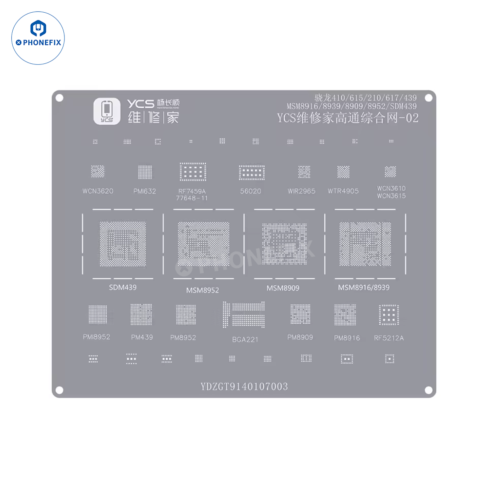 YCS Mobile BGA Reballing Stencils for iPhone Android Phones CPU Chip