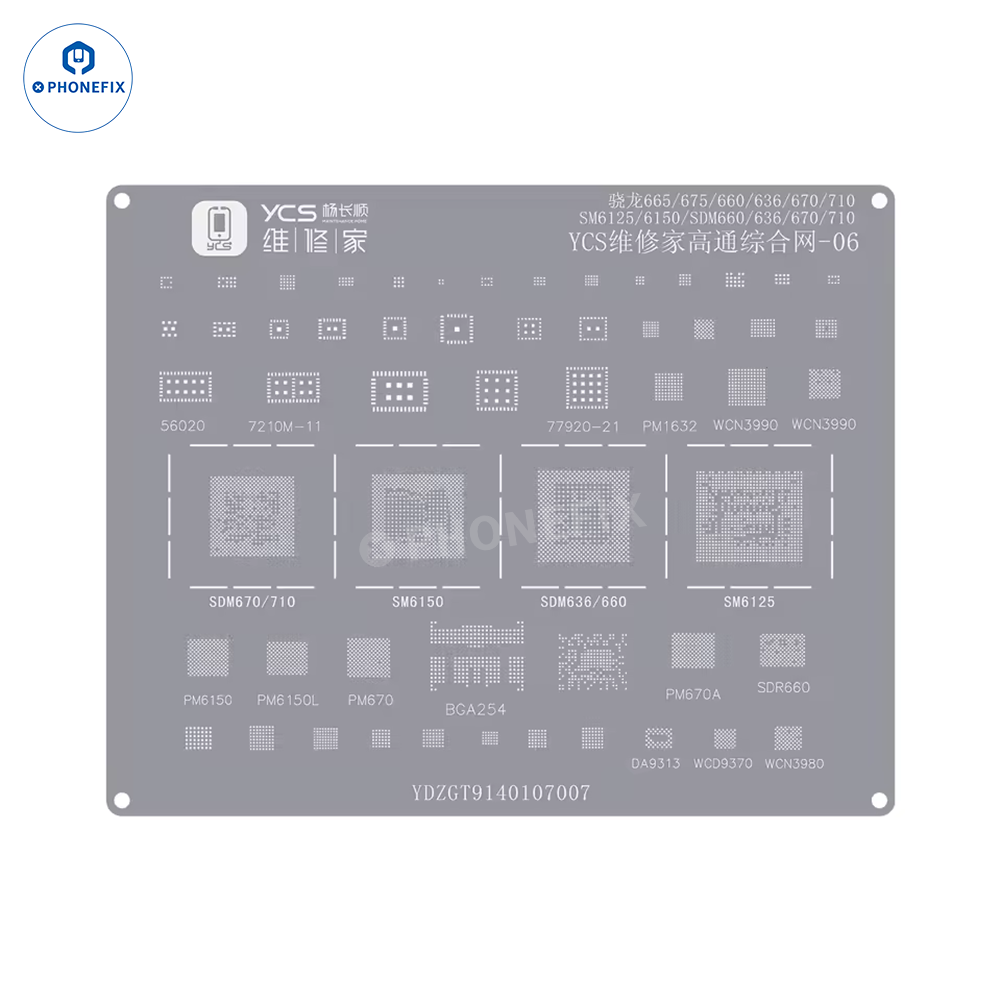 YCS Mobile BGA Reballing Stencils for iPhone Android Phones CPU Chip