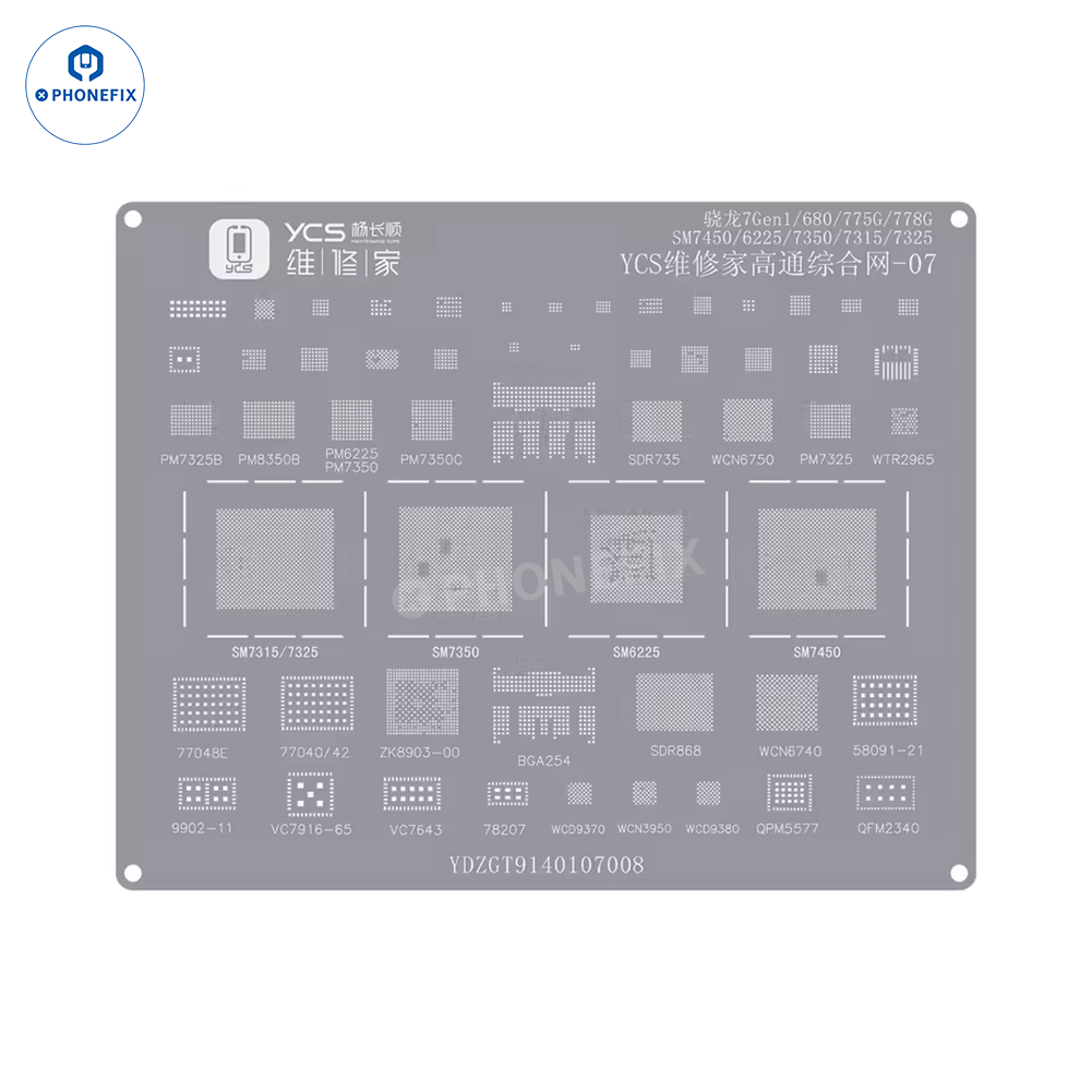 YCS Mobile BGA Reballing Stencils for iPhone Android Phones CPU Chip