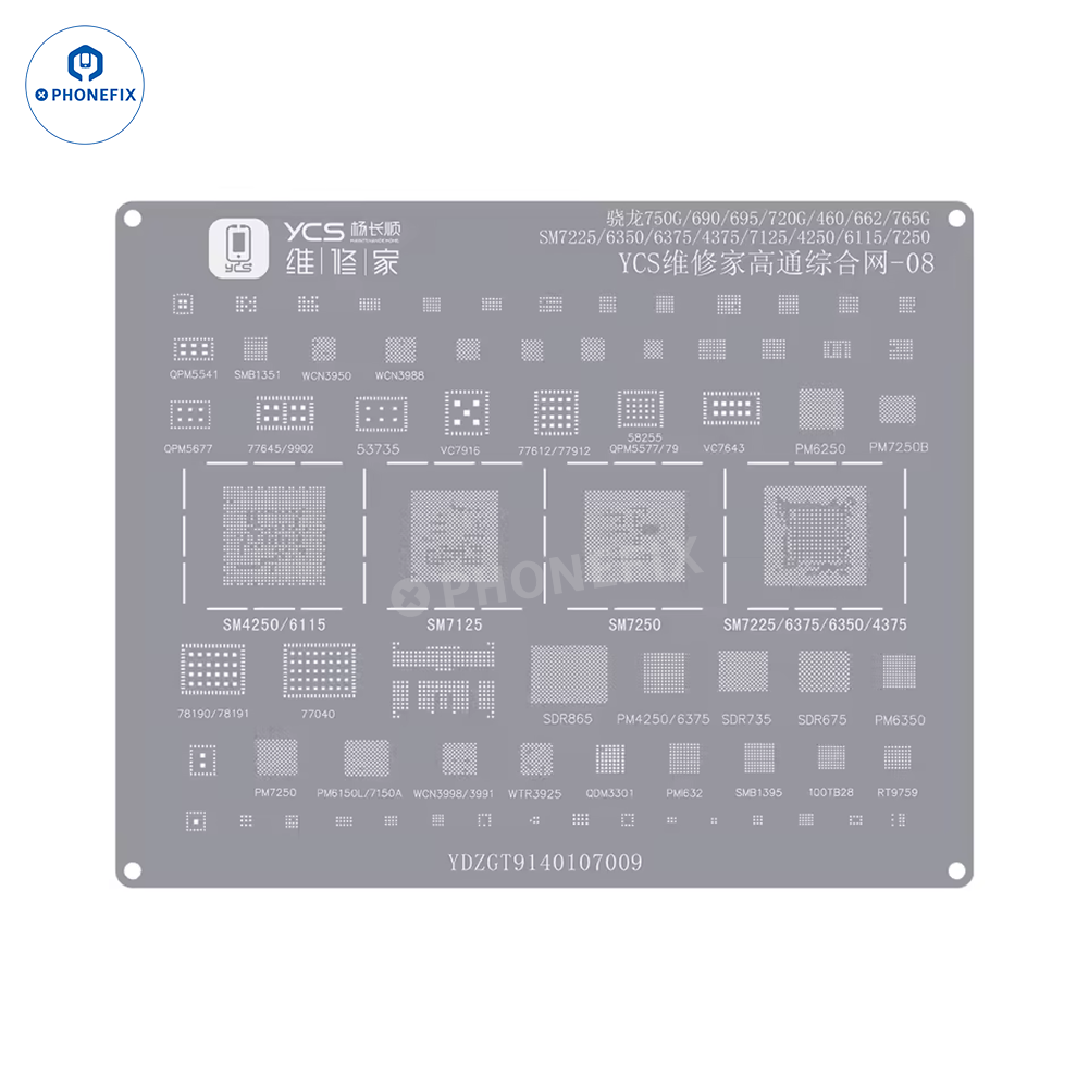 YCS Mobile BGA Reballing Stencils for iPhone Android Phones CPU Chip