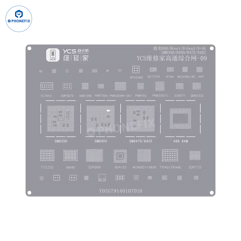 YCS Mobile BGA Reballing Stencils for iPhone Android Phones CPU Chip