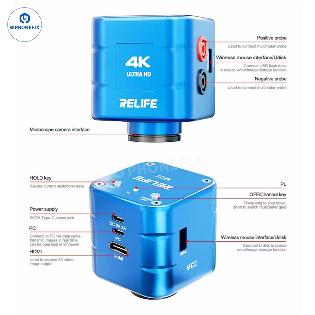 RELIFE MC5 4K 60FPS Microscope Camera for PCB Microsoldering
