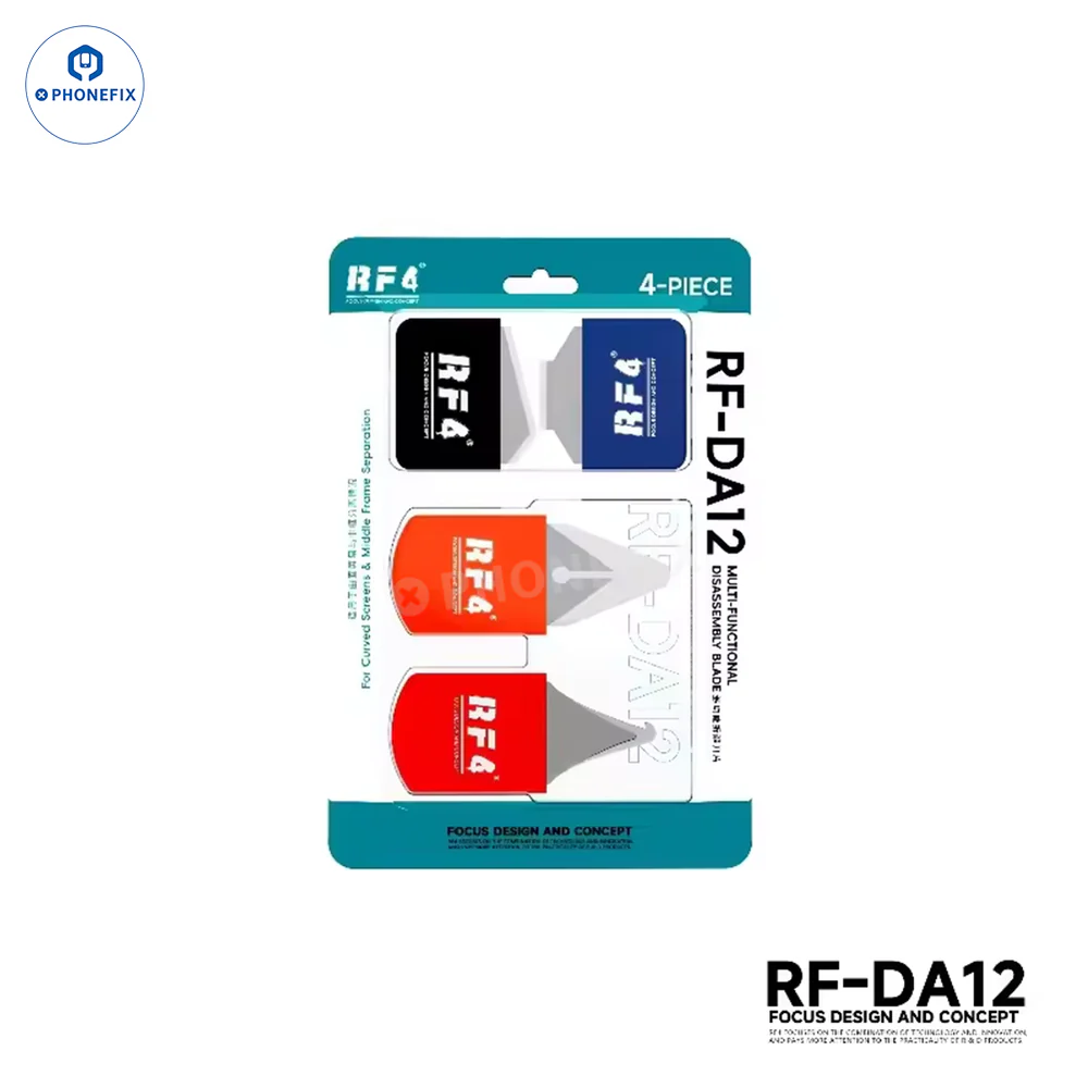 RF4 3D glue remover and disassembly screwdriver tool by PHONEFIX, featuring pry knife and blade for phone repairs.