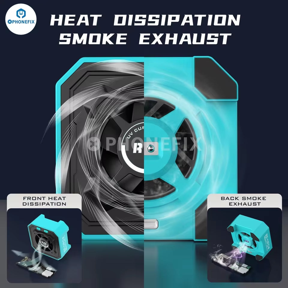 RF4 RF-SF4/UFO smoke exhaust and cooling fan for phone PCB soldering repair, compact smoke fume extractor from PHONEFIX.