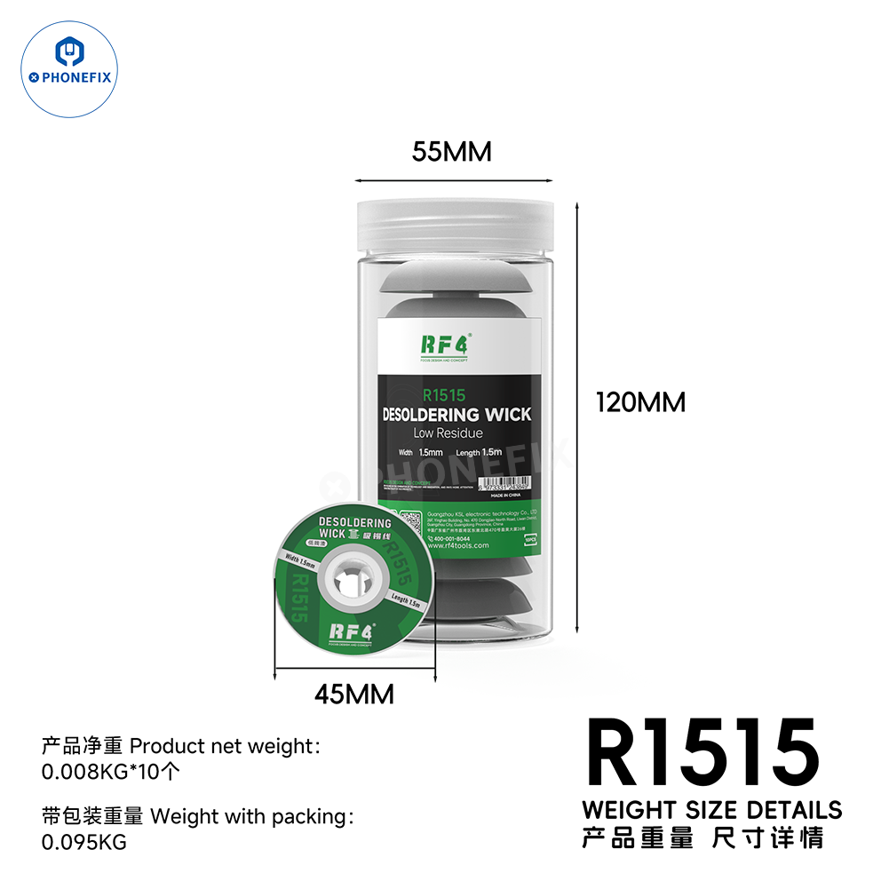 RF4 R1515 R2015 Low-Residue Desoldering Wick for PCB BGA Repair