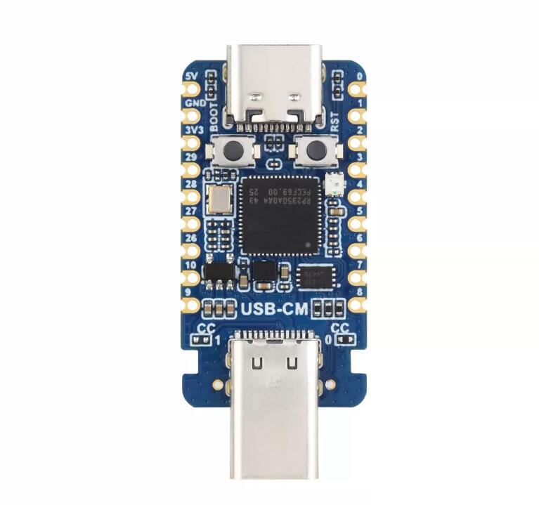 RP2350 USB-A mini development board with dual-core ARM and RISC-V MCU, used as repair assist tool, branded PHONEFIX.