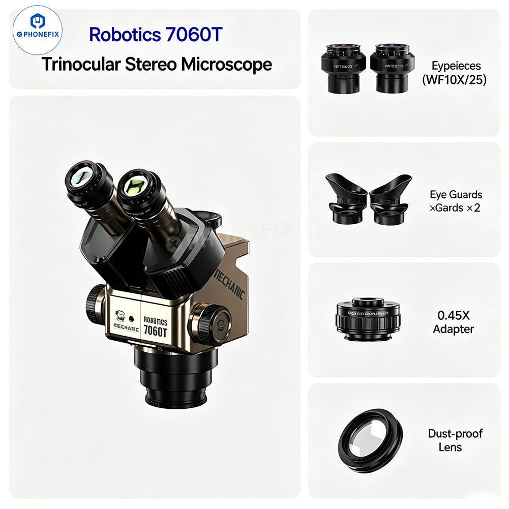 MECHANIC ROBOT 7060T 7-60X Trinocular Zoom Microscope