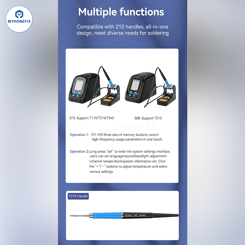 AWESHINE S08 Portable Smart Soldering Station with T210 Handle