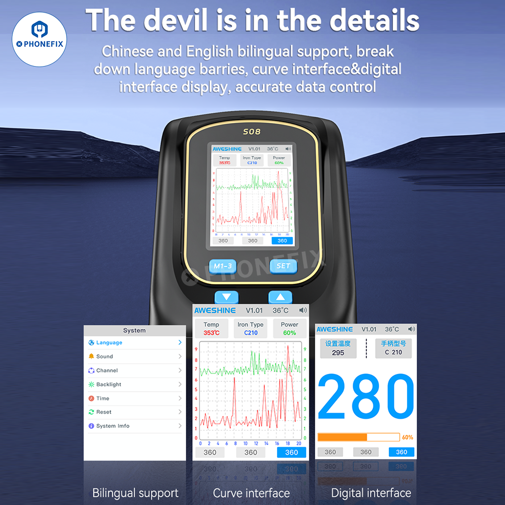 AWESHINE S08 Portable Smart Soldering Station with T210 Handle