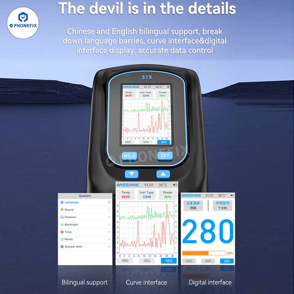 AWESHINE S15 Portable Smart Soldering Station with T245 Handle
