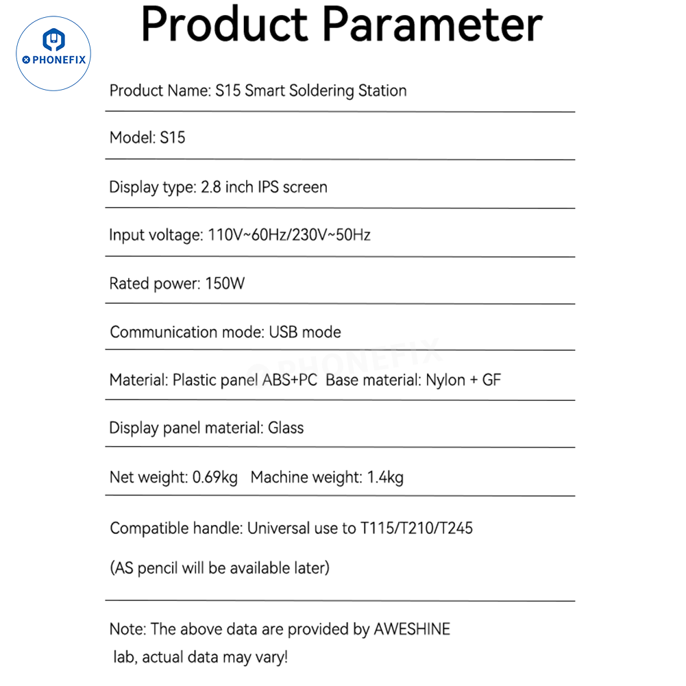 AWESHINE S15 Portable Smart Soldering Station with T245 Handle