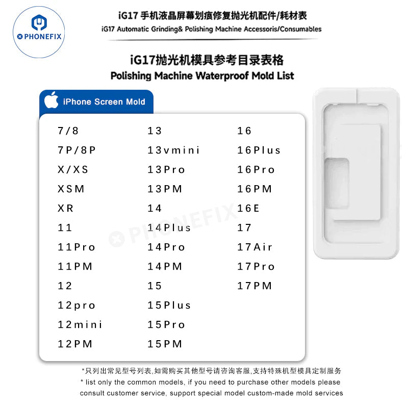 Molde especial para pulir pantallas de iPhone, iWatch y Android