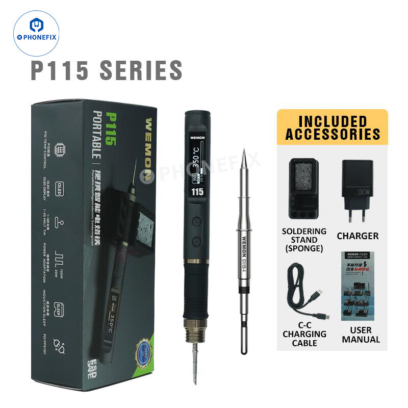 WEMON Portable Soldering Iron supports C115 C210 C245 T12 Tips