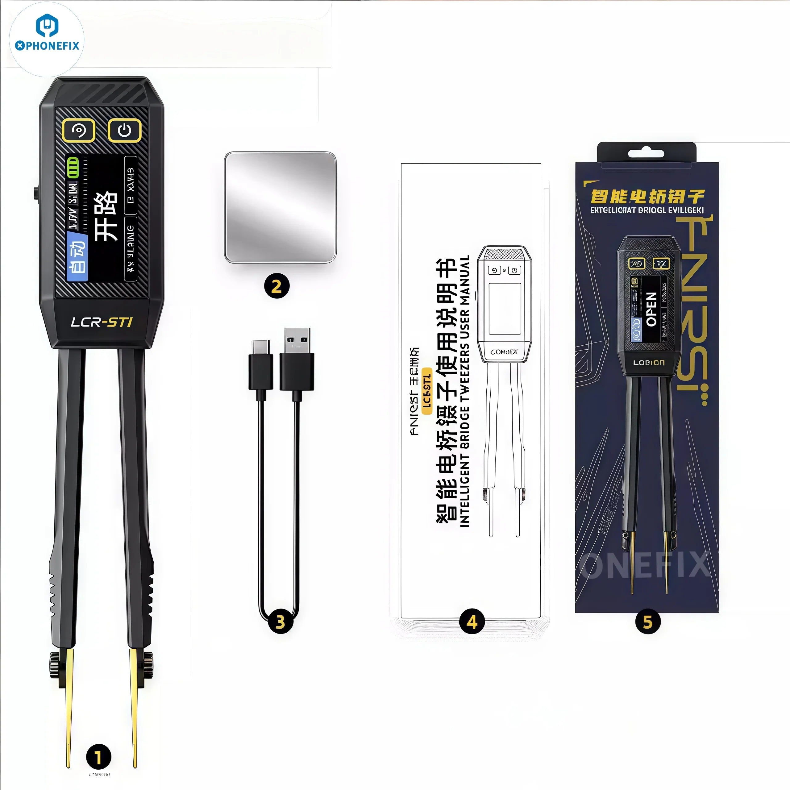 FNIRSI LCR-ST1 Pince à Pont Intelligente LCR SMD ESR