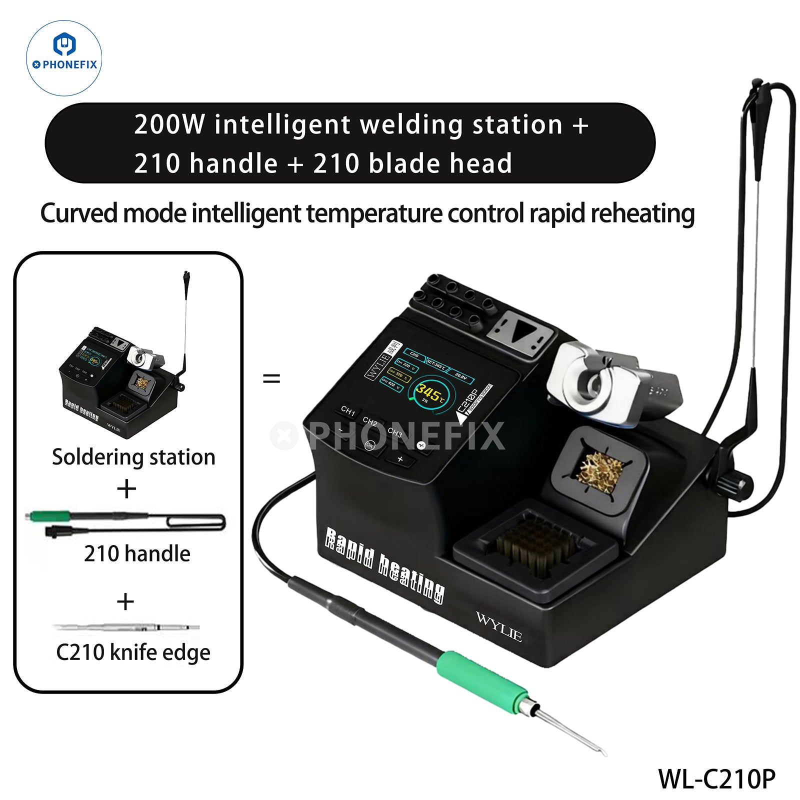 WYLIE C210P 200W Smart Soldering Station for Mobile Phone Repair