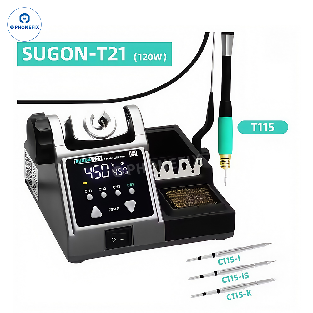 SUGON T21 Soldering Station with C210/115/245 Tips for Phone Repair