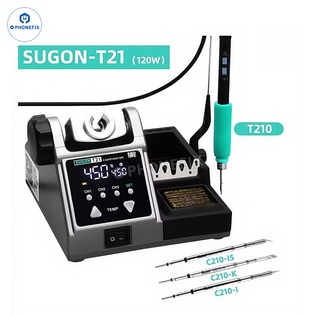 SUGON T21 Soldering Station with C210/115/245 Tips for Phone Repair