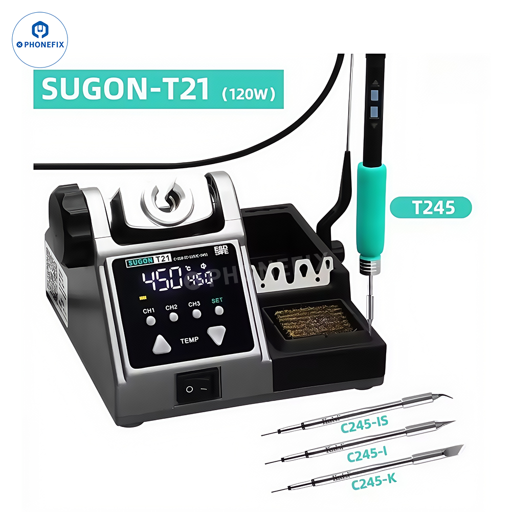 SUGON T21 Soldering Station with C210/115/245 Tips for Phone Repair